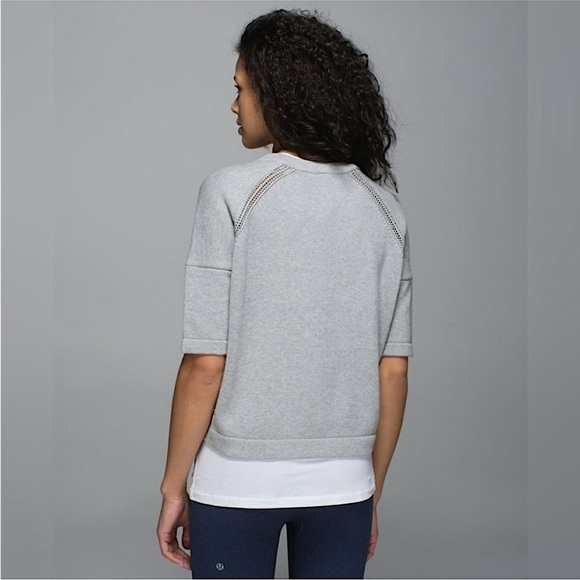 Lululemon Bhakti Reality gray knit sweater Short Sleeve Sweater Top Size 4 gray - Picture 2 of 6